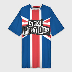 Футболка женская длинная Sex Pistols - панк рок, цвет: 3D-принт