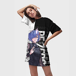 Футболка женская длинная Рем из резеро, цвет: 3D-принт — фото 2