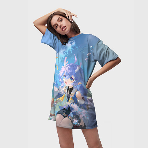 Женская длинная футболка Bailu Honkai / 3D-принт – фото 3