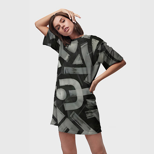 Женская длинная футболка Шрифтовые узоры / 3D-принт – фото 3