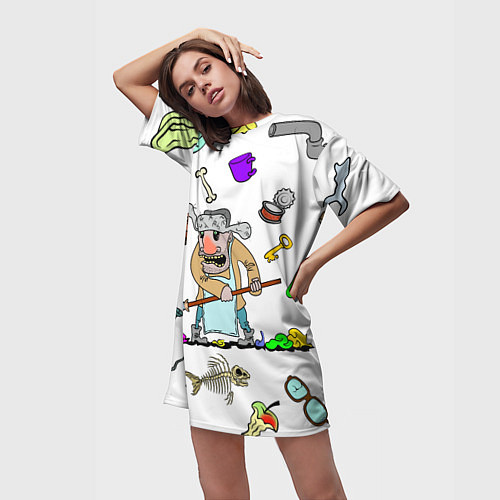 Женская длинная футболка Дворничек / 3D-принт – фото 3