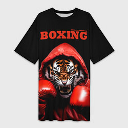 Футболка женская длинная Boxing tiger, цвет: 3D-принт