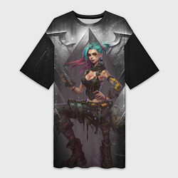 Футболка женская длинная Jinx art Arcane League of Legends, цвет: 3D-принт
