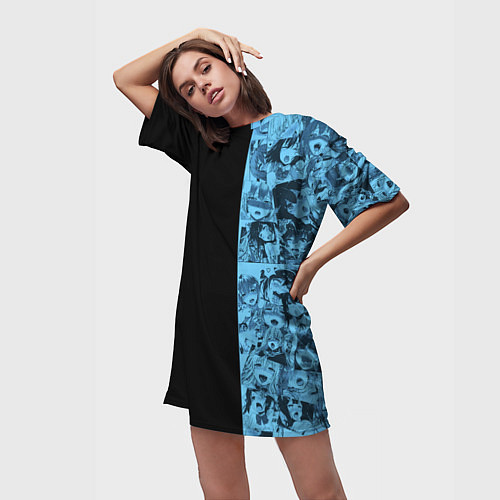 Женская длинная футболка Ахегао из аниме / 3D-принт – фото 3