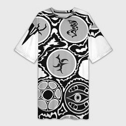 Футболка женская длинная Рисунок тушью, цвет: 3D-принт