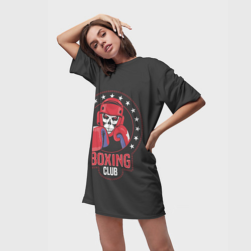 Женская длинная футболка Boxing club - боксёр / 3D-принт – фото 3