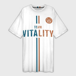 Футболка женская длинная Форма Team Vitality white, цвет: 3D-принт