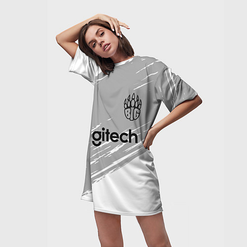 Женская длинная футболка Форма BIG white / 3D-принт – фото 3