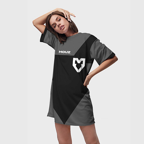 Женская длинная футболка Форма Mouz black / 3D-принт – фото 3