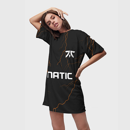 Женская длинная футболка Форма Fnatic молнии / 3D-принт – фото 3