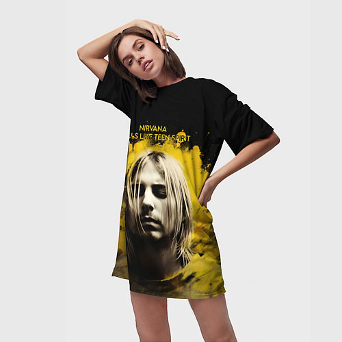 Женская длинная футболка Nirvana Graffiti / 3D-принт – фото 3