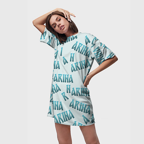 Женская длинная футболка Арина - текст паттерн / 3D-принт – фото 3