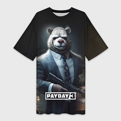 Футболка женская длинная Payday3 bear, цвет: 3D-принт