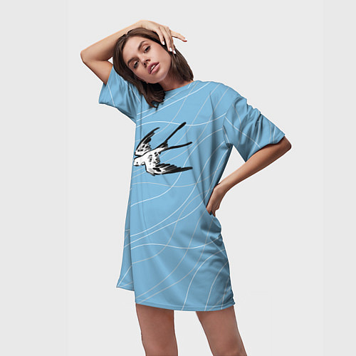 Женская длинная футболка Ласточка Суми-ё / 3D-принт – фото 3