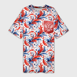 Футболка женская длинная Красный герб России, цвет: 3D-принт