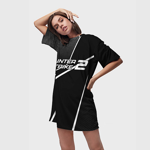 Женская длинная футболка Counter strike 2 - white line / 3D-принт – фото 3