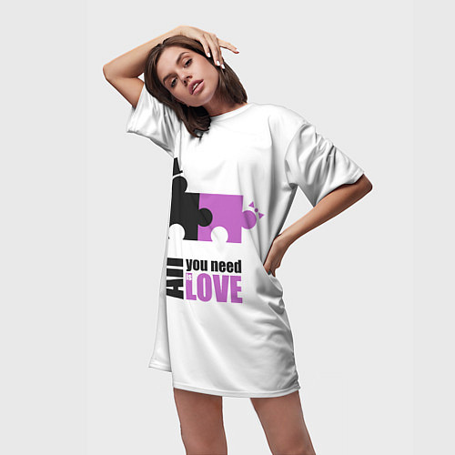 Женская длинная футболка Пазлы любви / 3D-принт – фото 3