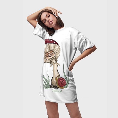 Женская длинная футболка Хохочущий мухомор / 3D-принт – фото 3