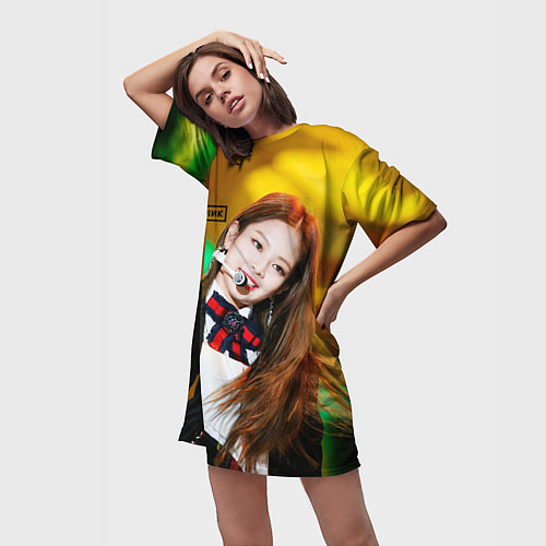 Женская длинная футболка Blackpink Jennie Kim / 3D-принт – фото 3