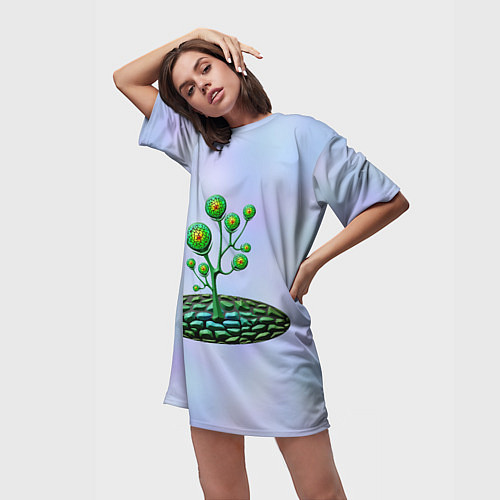 Женская длинная футболка Инопланетная растительная жизнь / 3D-принт – фото 3