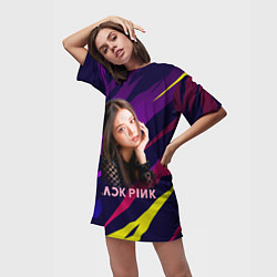 Футболка женская длинная Ким Джису, цвет: 3D-принт — фото 2