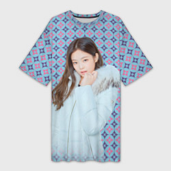 Футболка женская длинная Blackpink Jennie Kim Blackpink winter style, цвет: 3D-принт