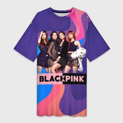Футболка женская длинная K-pop Blackpink girls, цвет: 3D-принт