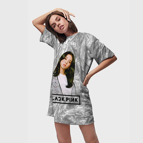 Женская длинная футболка Jisoo BlackPink / 3D-принт – фото 3