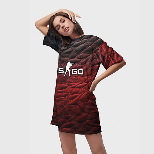 Женская длинная футболка CS GO dark red / 3D-принт – фото 3