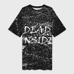 Женская длинная футболка Dead Inside надпись и брызги