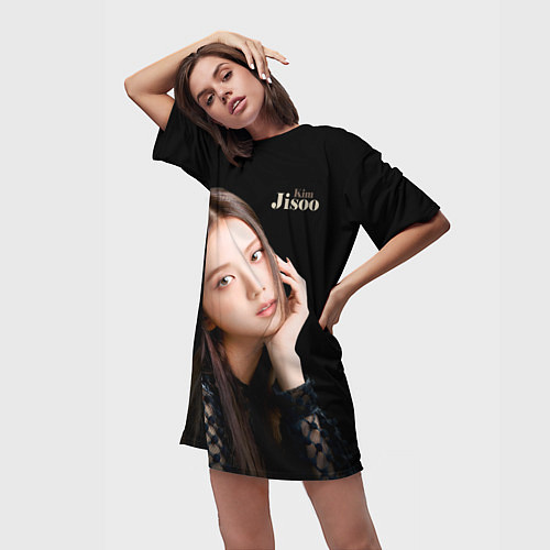 Женская длинная футболка Blackpink Cute Jisoo Kim / 3D-принт – фото 3
