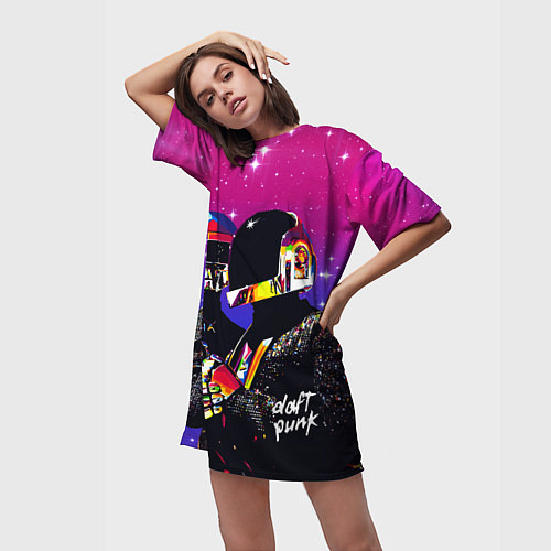 Женская длинная футболка Daft Punk Discovery / 3D-принт – фото 3