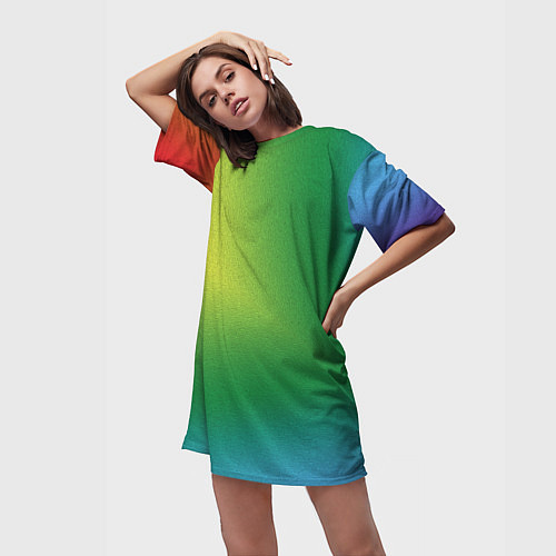 Женская длинная футболка Радужный градиент / 3D-принт – фото 3