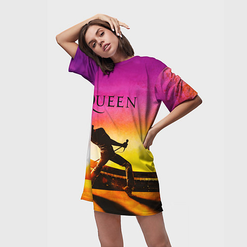 Женская длинная футболка Queen Фредди Меркьюри / 3D-принт – фото 3