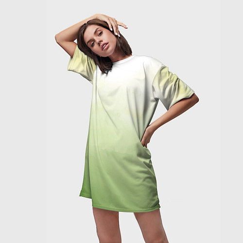 Женская длинная футболка Абстрактный лаймовый акварельный фон / 3D-принт – фото 3