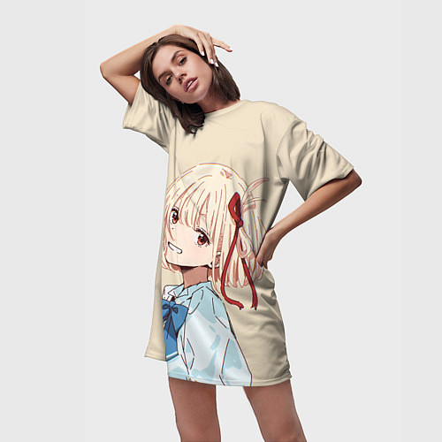 Женская длинная футболка Chisato Nishikigi - Lycoris Recoil / 3D-принт – фото 3