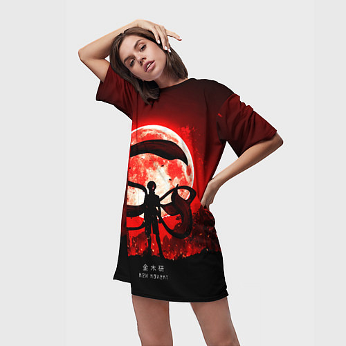 Женская длинная футболка Кен Канеки аниме Токийский Гуль / 3D-принт – фото 3