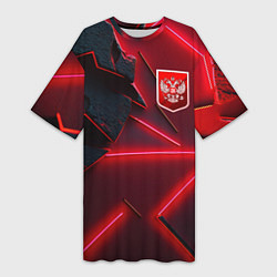 Футболка женская длинная Красный герб РФ, цвет: 3D-принт