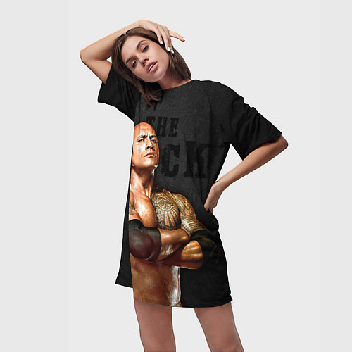 Женская длинная футболка Dwayne - Johnson / 3D-принт – фото 3