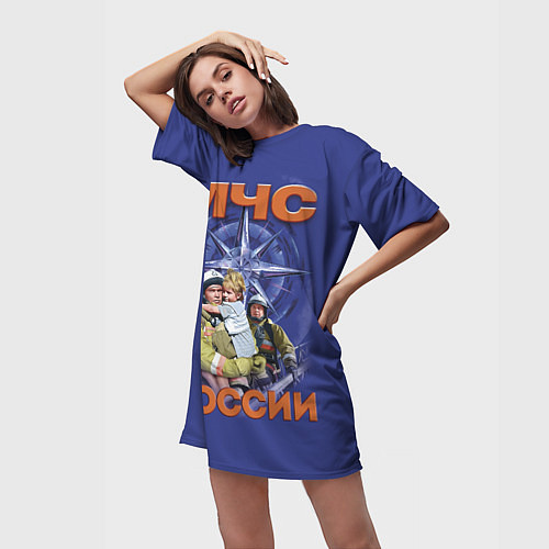 Женская длинная футболка МЧС России - спасатели / 3D-принт – фото 3