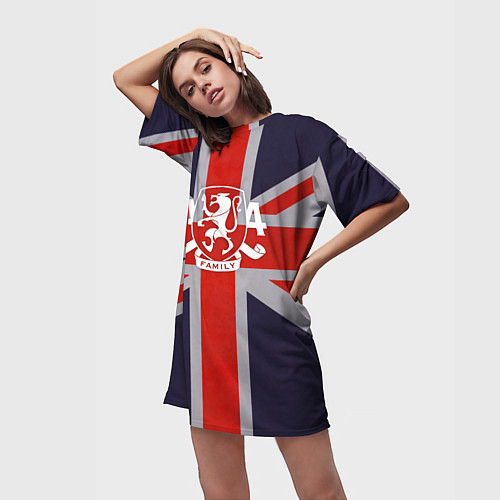 Женская длинная футболка Asking Alexandria британский флаг / 3D-принт – фото 3