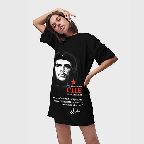 Женская длинная футболка Che Guevara автограф / 3D-принт – фото 3