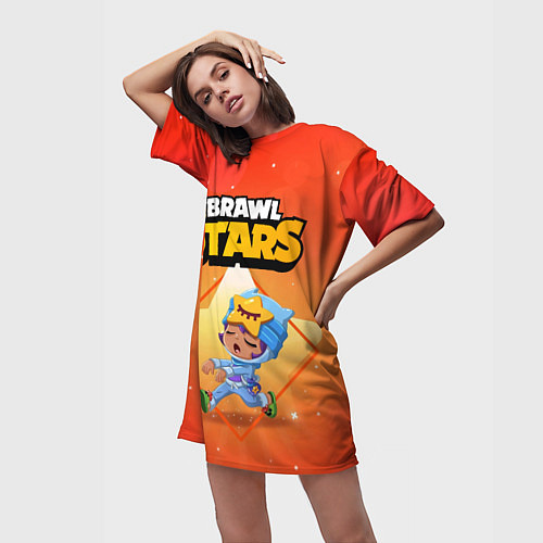 Женская длинная футболка Сэнди Бравл старс / 3D-принт – фото 3