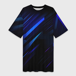 Футболка женская длинная Blue black texture, цвет: 3D-принт