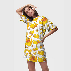 Футболка женская длинная Yellow ducklings, цвет: 3D-принт — фото 2