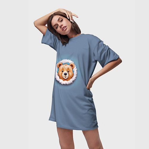 Женская длинная футболка Забавный плюшевый мишка / 3D-принт – фото 3
