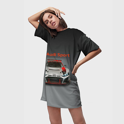 Женская длинная футболка Audi sport - racing car - extreme / 3D-принт – фото 3