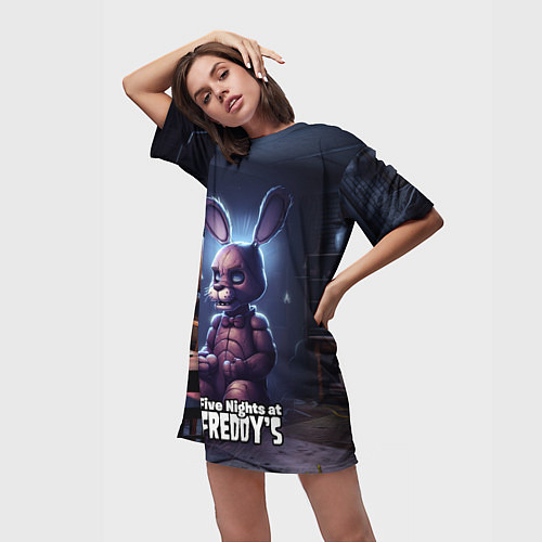 Женская длинная футболка Бонни в комнате / 3D-принт – фото 3