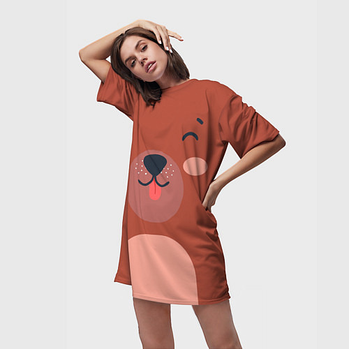 Женская длинная футболка Малаш медвежонок / 3D-принт – фото 3