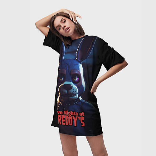 Женская длинная футболка Five Nights at Freddys Bonnie / 3D-принт – фото 3